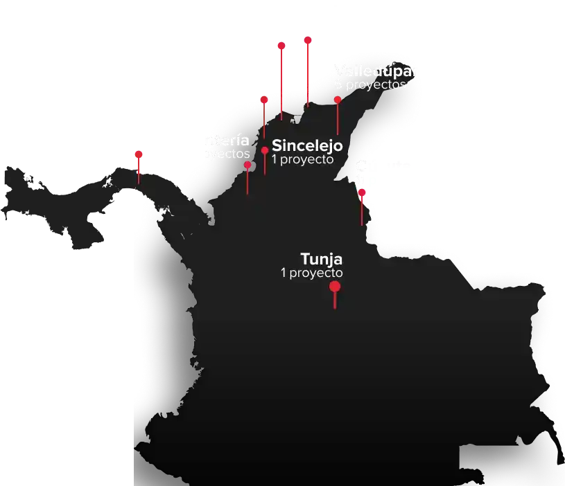 GUIDOULLOA ha desarrollado estrategias de marketing para proyectos inmobiliarios en múltiples ciudades de Colombia con alto impacto local