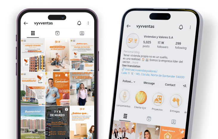 Rediseño de identidad visual para Viviendas y Valores - Evolución de marca inmobiliaria con enfoque en engagement y modernidad - Por GUIDOULLOA